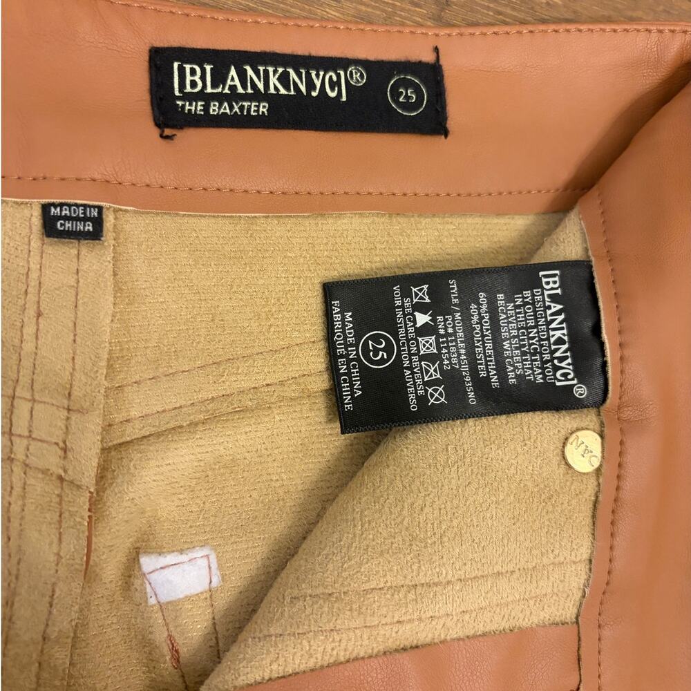 BLANKNYC The Baxter Faux Leather Pants High Rise Wide Leg Brown Size 25 - Picture 5 of 5